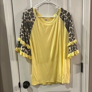 Yellow Leopard Print Women's Top